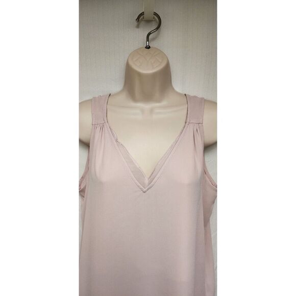 Maurices Women's Size Small Pink Sheer Chiffon Sleeveless V Neck Pullover Blouse - Picture 5 of 8